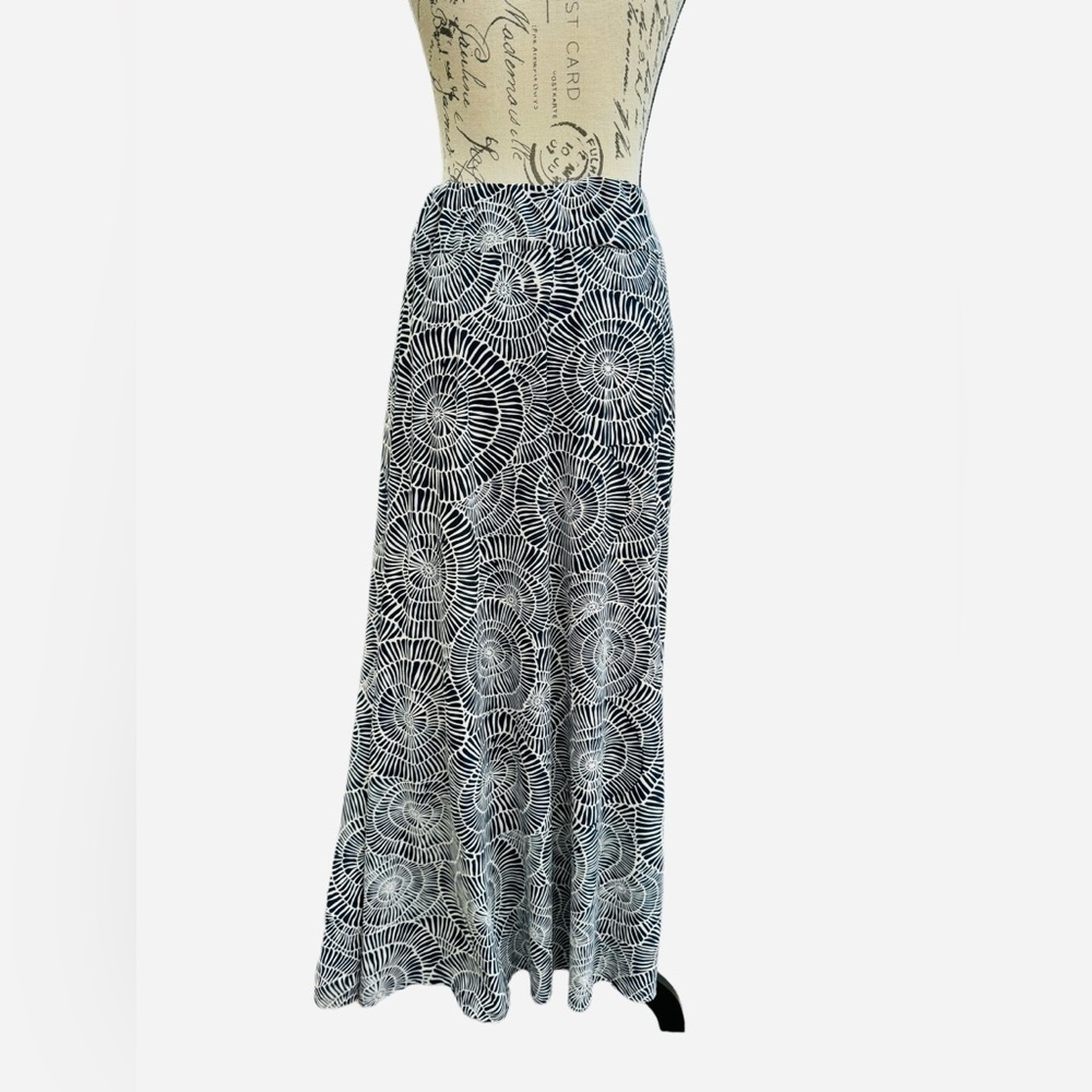 Robert Louis Maxi Skirt Navy Blue and White Womens Size XL Elastic Waist - Picture 2 of 7